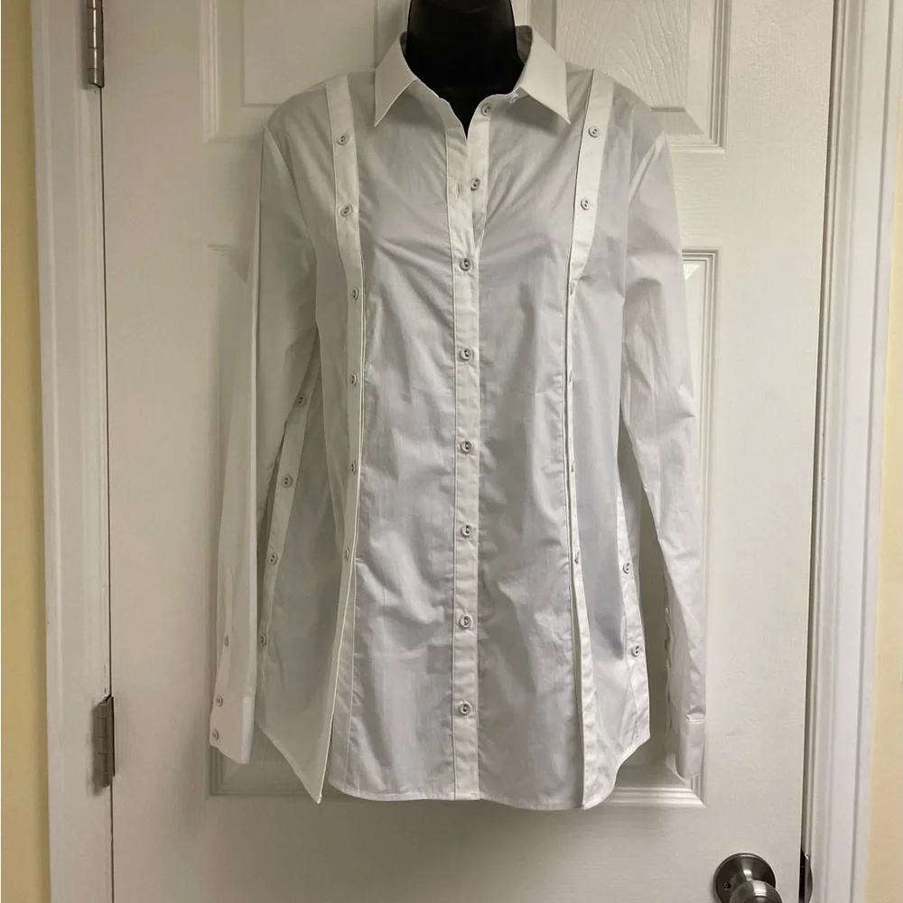 NICHOLAS Button-Front Shirt with Button Embellishment - Picture 1 of 7